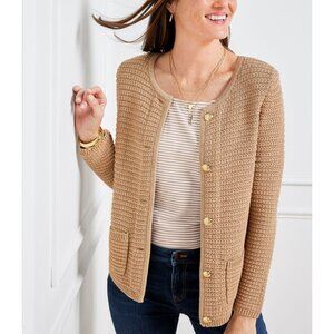 Talbots Gold Button-Front Kate Cardigan Sweater With Pockets Women's Size L